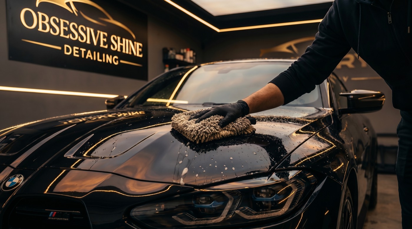 Obsessive Shine detailer at work on a luxury car