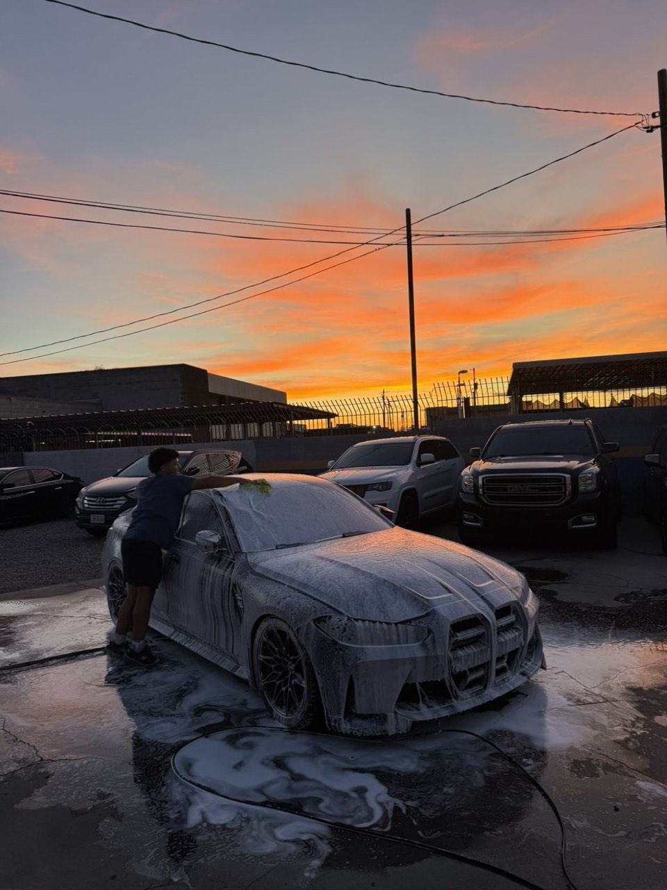 BMW M3 foam bath